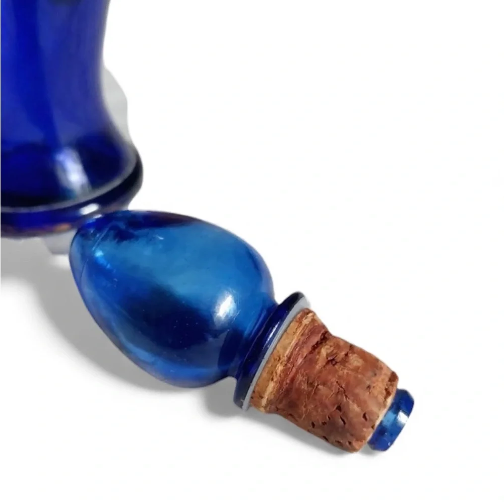 Vintage Avon Cobalt Glass Decanter Blue and Gold Traditional Cottage Collectible
